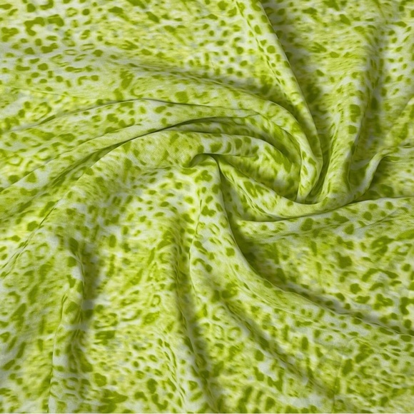 Vibrant Green Leopard Print Chiffon Georgette Fabric - Picture 1 of 1